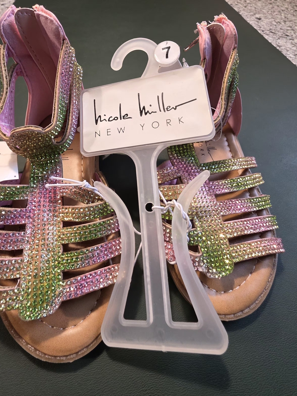 Girls' Multi-Color Rhinestone Gladiator Sandals - Picture 2 of 8